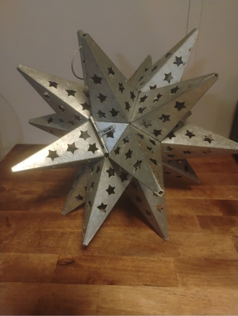 Vintage Galvanized Metal Star Lantern / Moravian Star Candle Holder